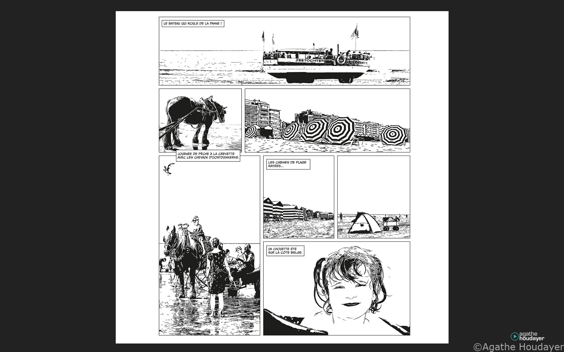 Clic! Flash! Draw!! planche de bande dessinée en noir et blanc d'après vos photos et vos légendes